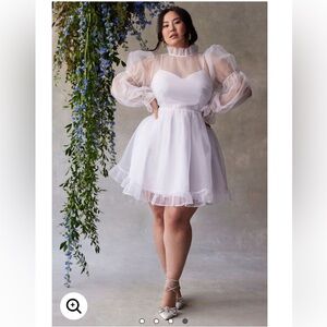 Bridal by ELOQUII Organza Ruffle Mini Dress